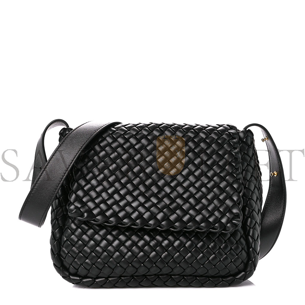 bo*te*ga Ve*ne*ta nappa intrecciato small cobble shoulder bag black (26*21*9cm)
